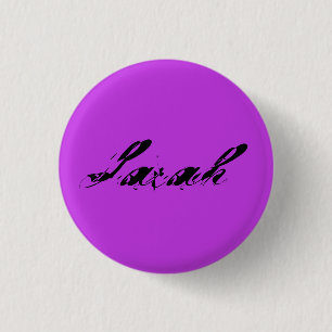 Badge Rond 2,50 Cm Sarah de police cursive affligée par noir orpheli