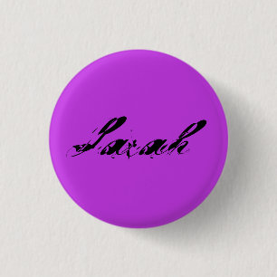 Badge Rond 2,50 Cm Sarah de police cursive affligée par noir orphelin
