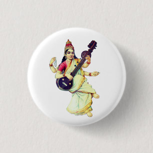 Badge Rond 2,50 Cm Saraswati, déesse hindoue