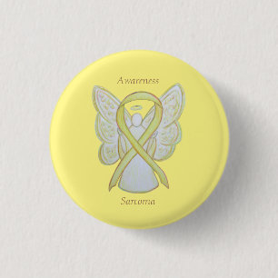 Badge Rond 2,50 Cm Sarcoma Yellow Sensibilisation Ruban Angle Personn