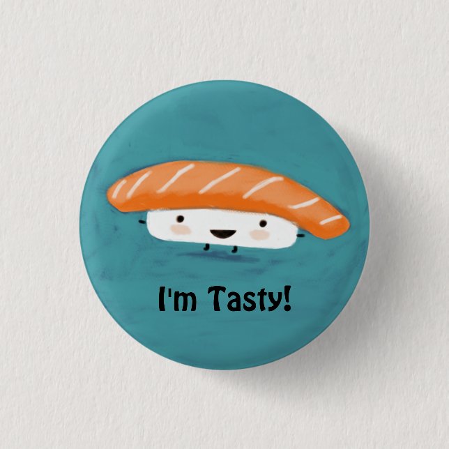 Badge Rond 2,50 Cm Sashimi de saumon kawaii (Devant)