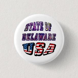 Badge Rond 2,50 Cm Sate of Delaware Picture et USA Flag Text