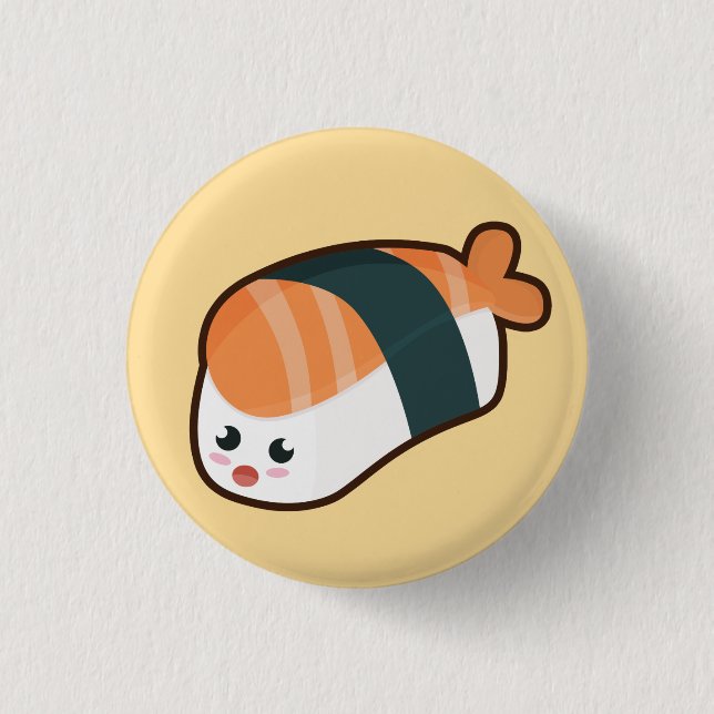 Badge Rond 2,50 Cm Saumon de nigiri de Kawaii (Devant)