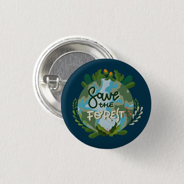 Badge Rond 2,50 Cm Sauvez la forêt (Devant & derrière)