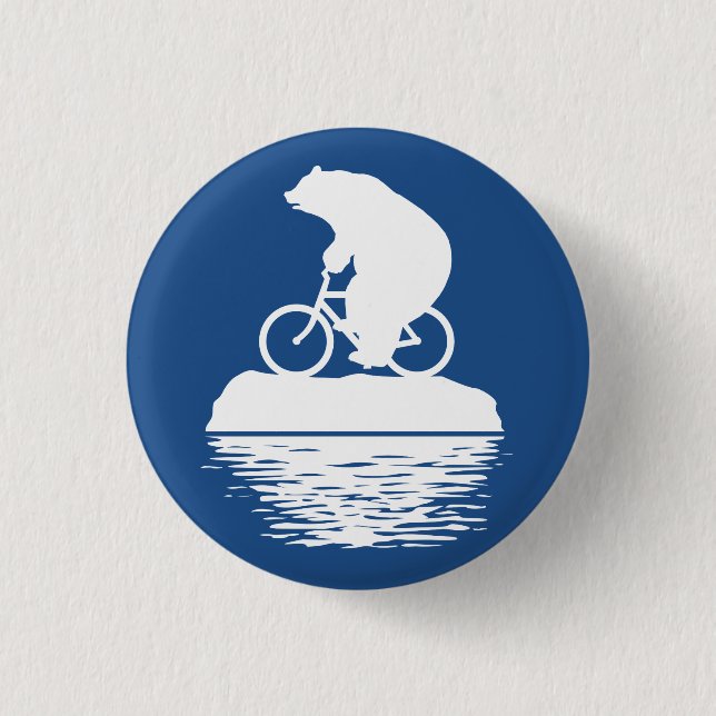 Badge Rond 2,50 Cm Sauvez la planète : Bouton de bicyclette d'ours (Devant)