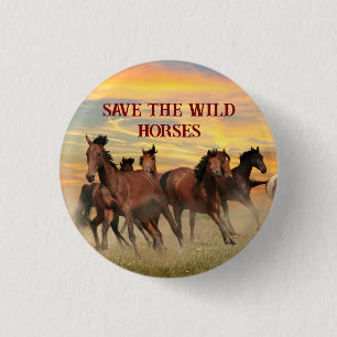 Badge Rond 2,50 Cm Sauvez Les Chevaux Sauvages