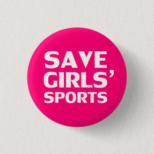 Badge Rond 2,50 Cm Sauvez les filles sports rose chaud blanc moderne