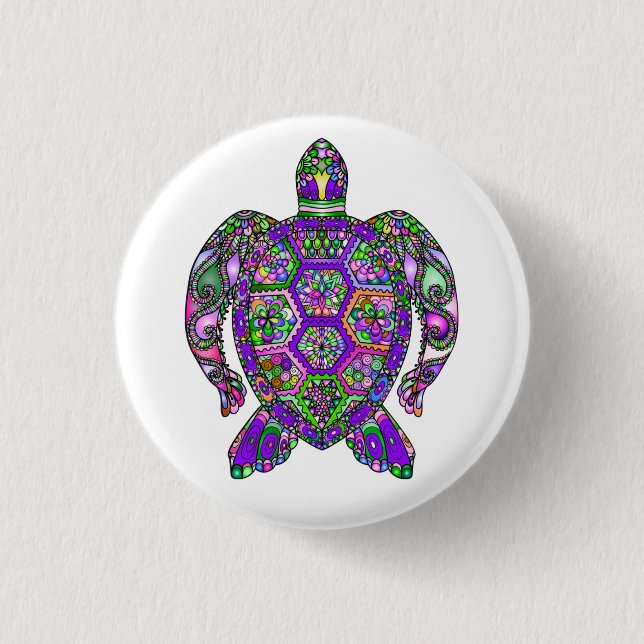 Badge Rond 2,50 Cm Sauvez les tortues marines (Devant)