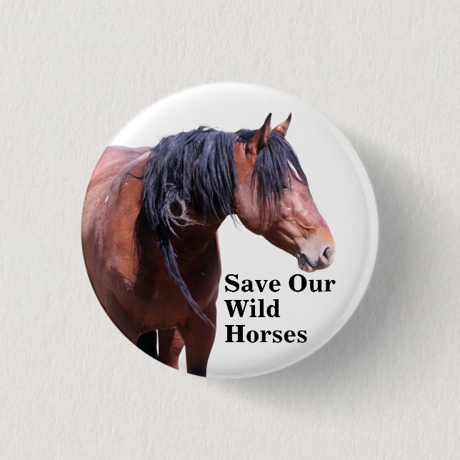 Badge Rond 2,50 Cm Sauvez nos chevaux sauvages (Devant)