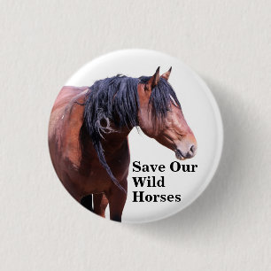 Badge Rond 2,50 Cm Sauvez nos chevaux sauvages