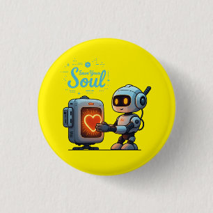 Badge Rond 2,50 Cm Sauvez votre âme mignonne Robot Holt Coeur - Futur