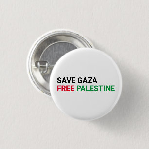 Badge Rond 2,50 Cm Save Gaza Free Palestine noir rouge blanc