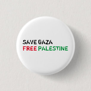 Badge Rond 2,50 Cm Save Gaza Free Palestine noir rouge blanc
