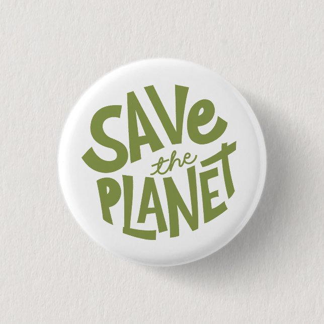 Badge Rond 2,50 Cm Save the Planet Design – Eco Friendly Earth  (Devant)