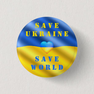 Badge Rond 2,50 Cm Save Ukraine - Save World - Peace Freedom Support