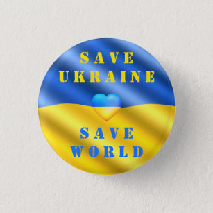 Badge Rond 2,50 Cm Save Ukraine - Save World - Peace Freedom Support