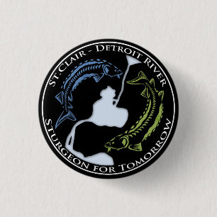 Badge Rond 2,50 Cm SCDR-Esturgeon pour le demain Bouton-Noir