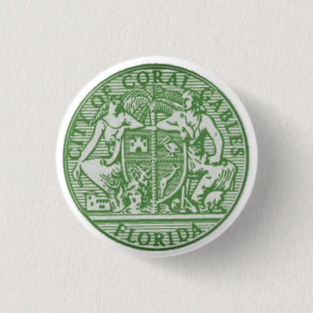 Badge Rond 2,50 Cm Sceau de Coral Gables, Floride (Devant)