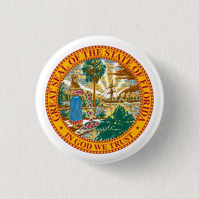 Badge Rond 2,50 Cm Sceau de Floride (Devant)