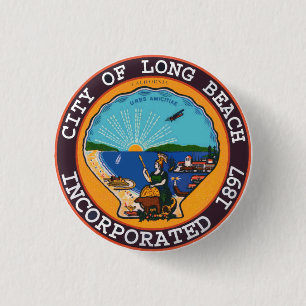 Badge Rond 2,50 Cm Sceau de Long Beach, Californie