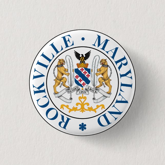 Badge Rond 2,50 Cm Sceau de Rockville, Maryland (Devant)