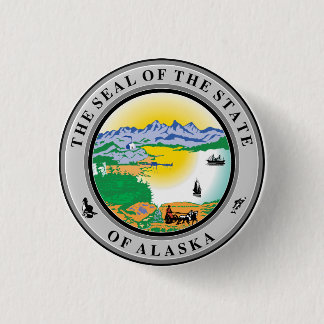 Badge Rond 2,50 Cm Sceau d'État de l'Alaska