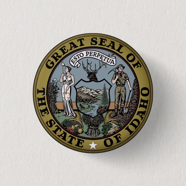 Badge Rond 2,50 Cm Sceau d'État de l'Idaho (Devant)