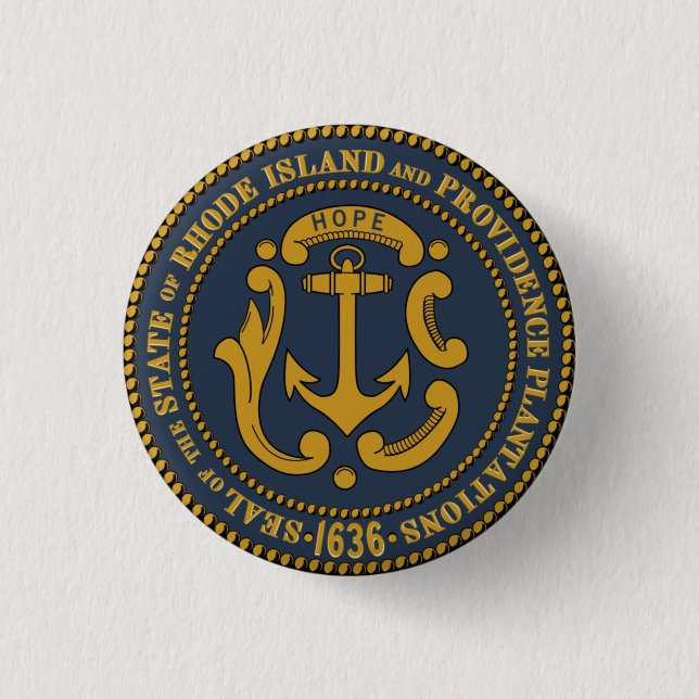 Badge Rond 2,50 Cm Sceau d'État de l'île Rhode (Devant)