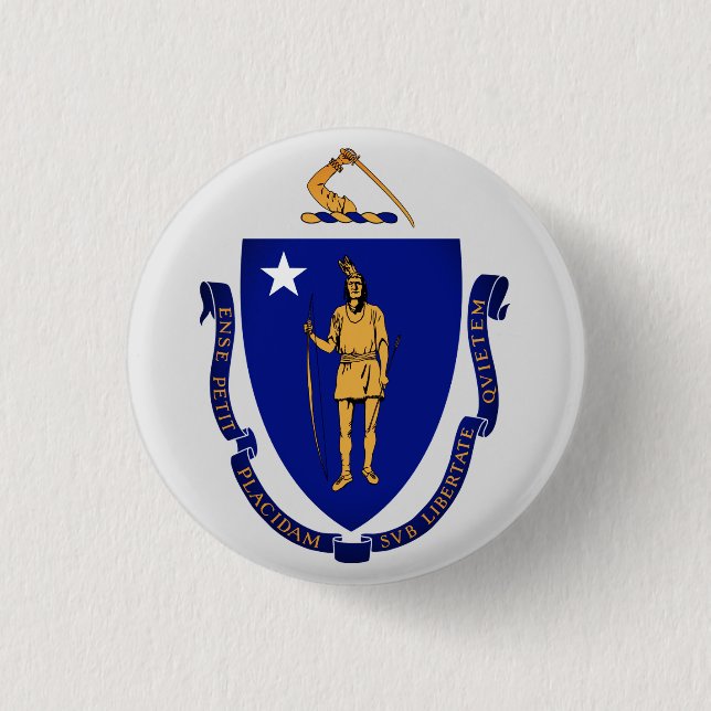 Badge Rond 2,50 Cm Sceau d'État du Massachusetts (Devant)