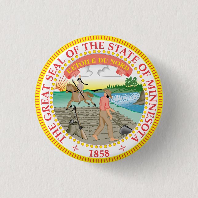 Badge Rond 2,50 Cm Sceau d'État du Minnesota (Devant)