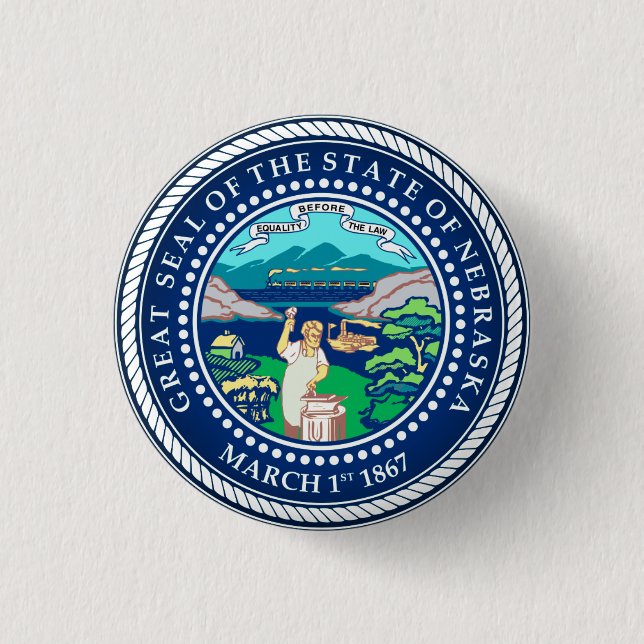 Badge Rond 2,50 Cm Sceau d'État du Nebraska (Devant)