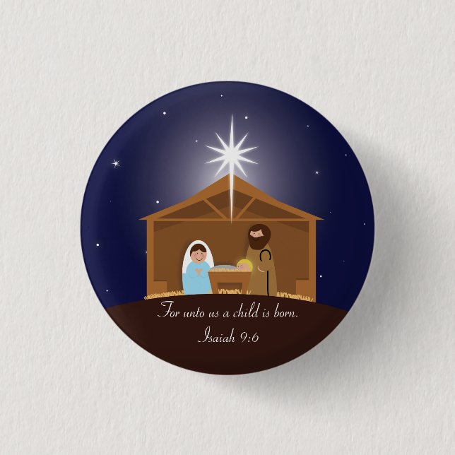 Badge Rond 2,50 Cm Scène de la Nativité (Devant)
