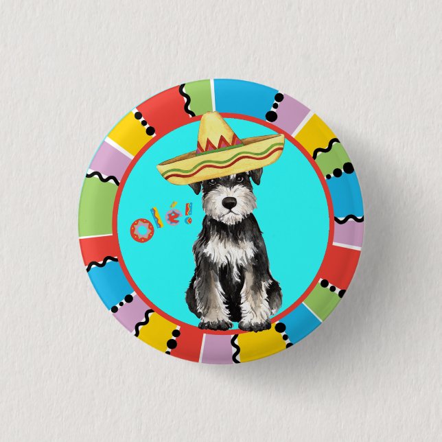 Badge Rond 2,50 Cm Schnauzer miniature de fiesta (Devant)