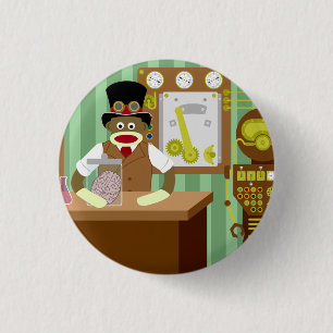 Badge Rond 2,50 Cm Scientifique de Steampunk de singe de chaussette