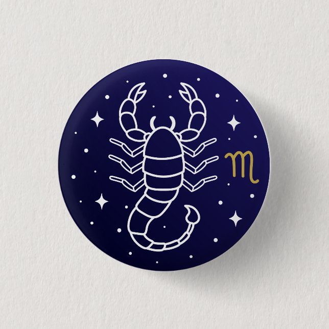 Badge Rond 2,50 Cm Scorpio Zodiac Sign Celestial Constellation (Devant)