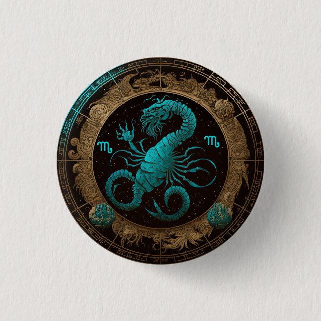 Badge Rond 2,50 Cm Scorpio Zodiac Star Sign Button (Devant)
