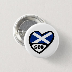 Badge Rond 2,50 Cm Scotland Country Code Flag Heart Pin Badge, SCO