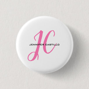 Badge Rond 2,50 Cm Script de calligraphie professionnelle Monogramme 