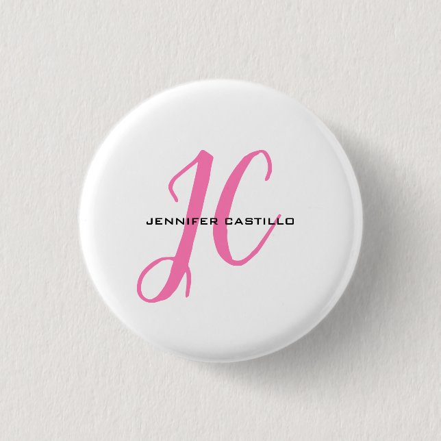 Badge Rond 2,50 Cm Script de calligraphie professionnelle Monogramme  (Devant)