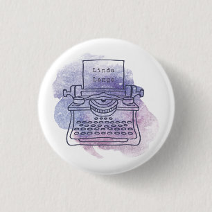 Badge Rond 2,50 Cm Script de l'auteur de l'écriture Vintage machine à