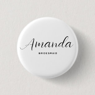 Badge Rond 2,50 Cm Script minimaliste moderne Demoiselle d'honneur