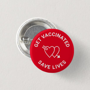 Badge Rond 2,50 Cm Se faire vacciner sauve des vies coeur rouge et bl