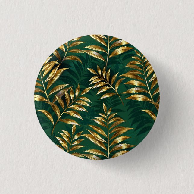 Badge Rond 2,50 Cm Seamless pattern with golden ferns (Devant)