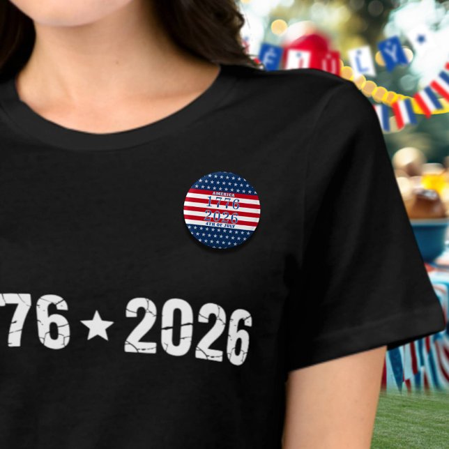 Badge Rond 2,50 Cm Semiquincentennial Stars Stripes America 1776 2026 (Créateur téléchargé)