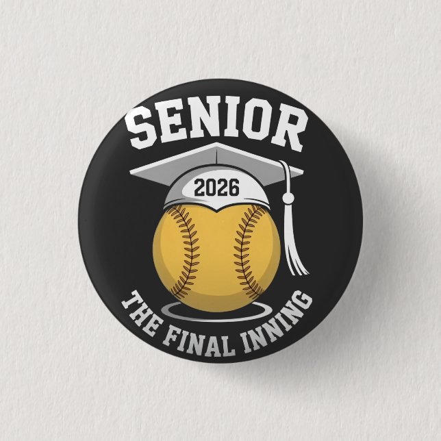 Badge Rond 2,50 Cm Senior The Final Inning 2026 Softball Graduation (Devant)