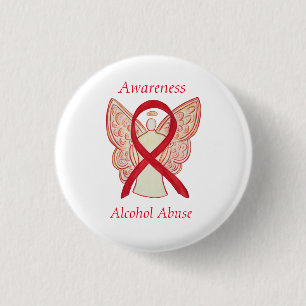 Badge Rond 2,50 Cm Sensibilisation à l'abus d'alcool Ruban Angel Pers