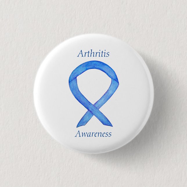 Badge Rond 2,50 Cm Sensibilisation à l'arthrite Ruban bleu Épinglette (Devant)