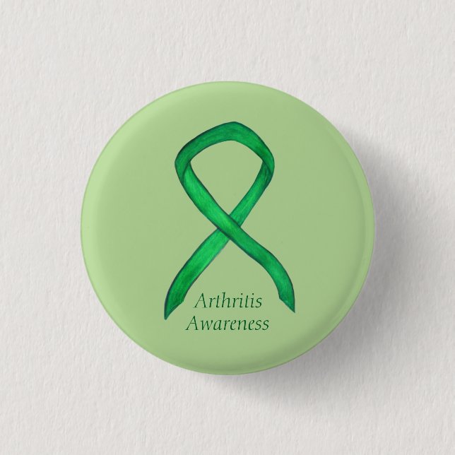 Badge Rond 2,50 Cm Sensibilisation à l'arthrite Ruban vert Épinglette (Devant)
