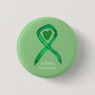 Badge Rond 2,50 Cm Sensibilisation à l'arthrite Ruban vert Épinglette