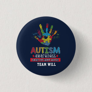 Badge Rond 2,50 Cm Sensibilisation à l'autisme Éduquer Défenseur Pers